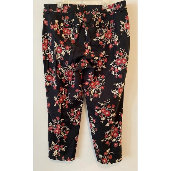 Lane Bryant Floral Print Black Pants Glamour X Mid-Rise Cropped Size 16 - Picture 2 of 10